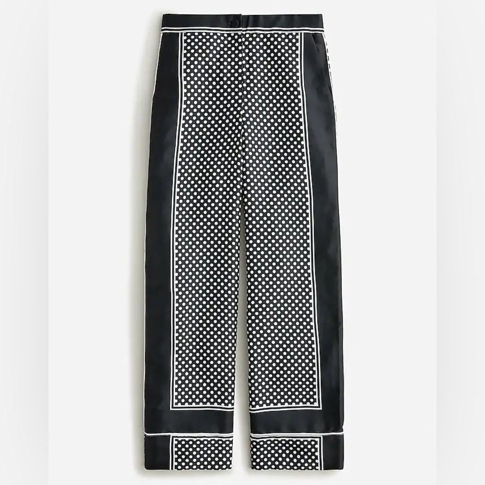 J. Crew Black and White Polka Dot Wide-Leg Pants